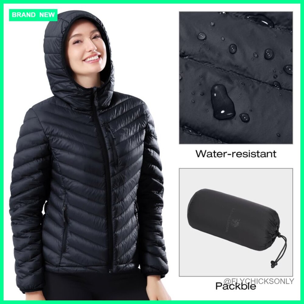 Lightweight Packable Down Jacket Hooded Water-Res… - image 2